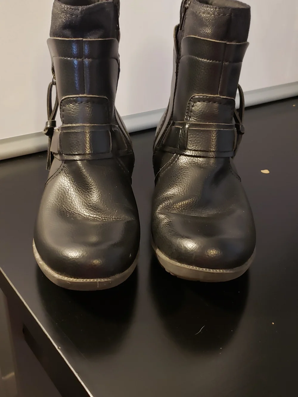 Naturalizer Women's Black Leather Wedge Ankle Boots